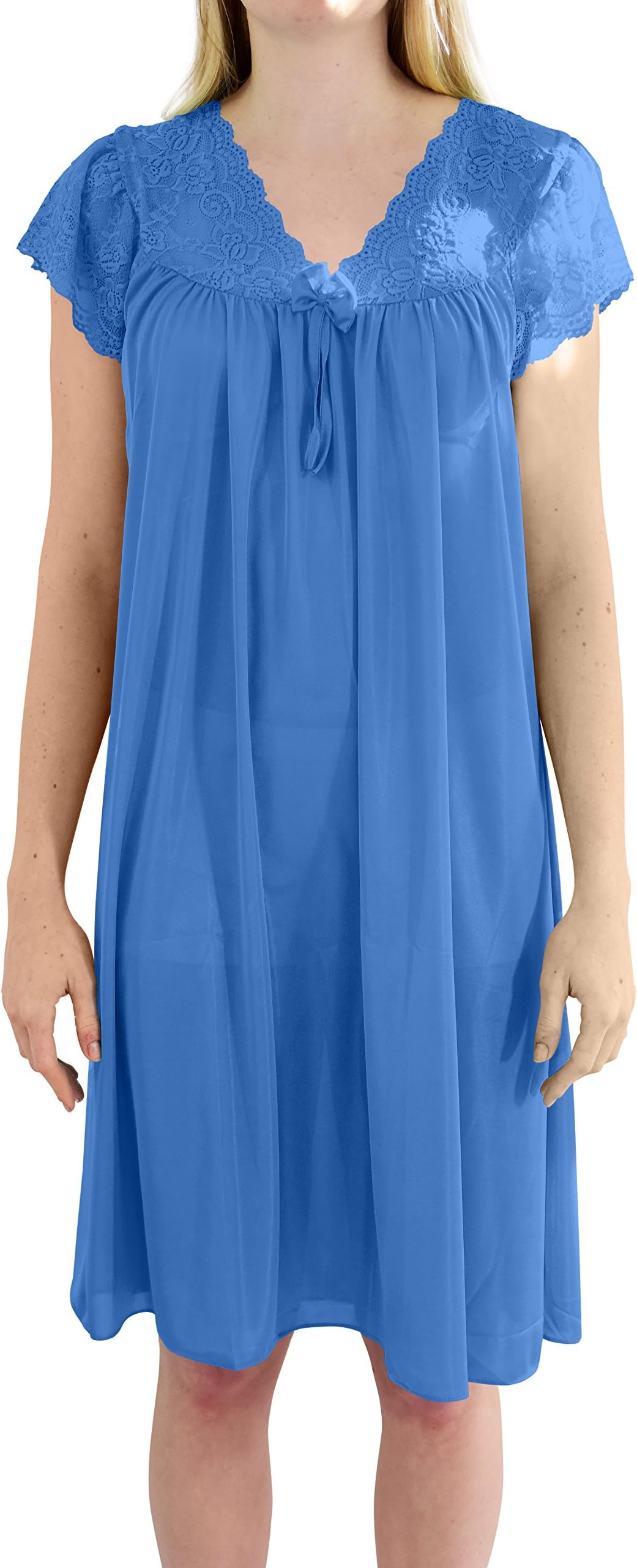 EZI Women's 'Debra' Cap Sleeve Satin Nightgown