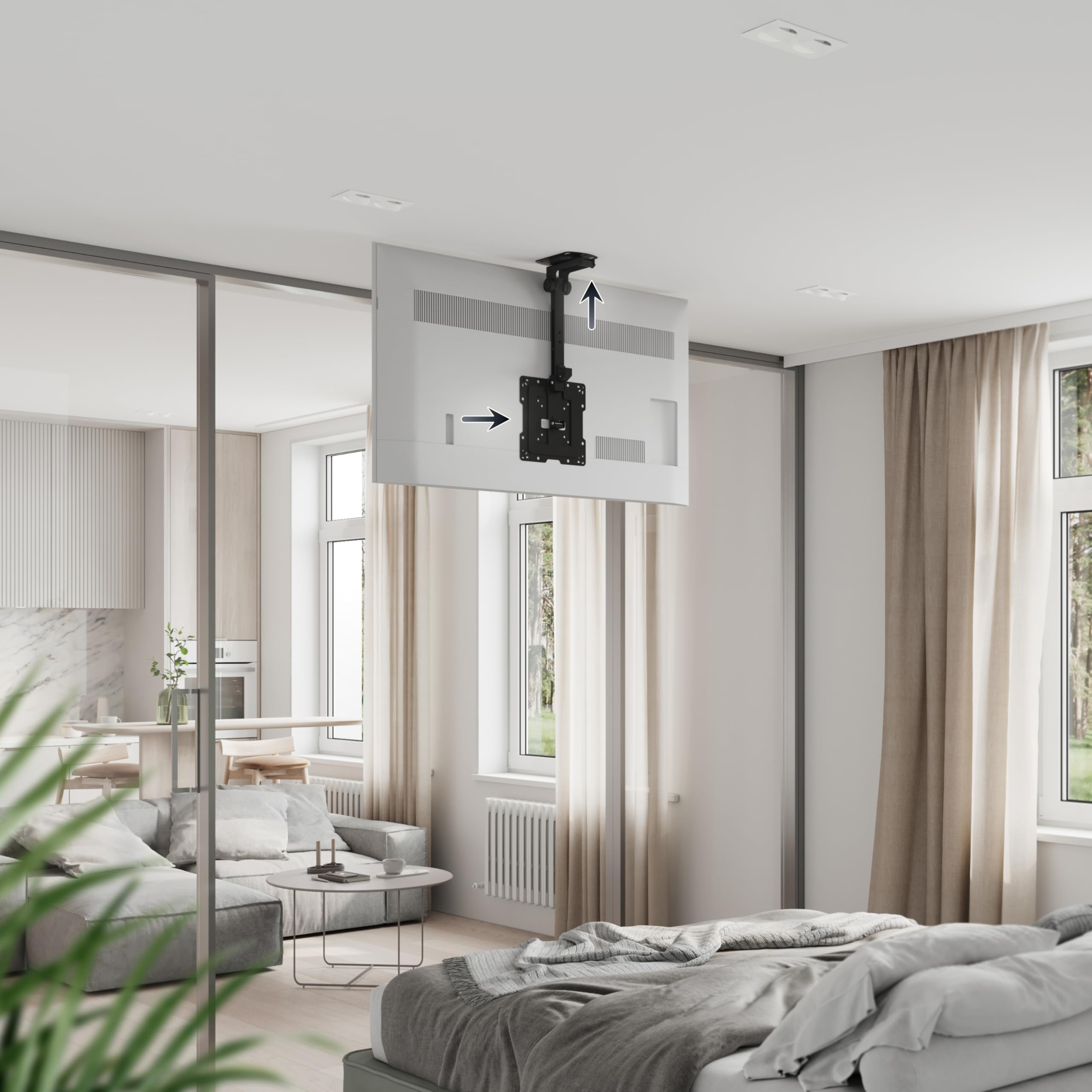 RICOO D0422 Supporto TV da soffitto Staffa TV 32-43 pollici per 32 43 pollici pieghevole fino a 20 kg max VESA 200x200