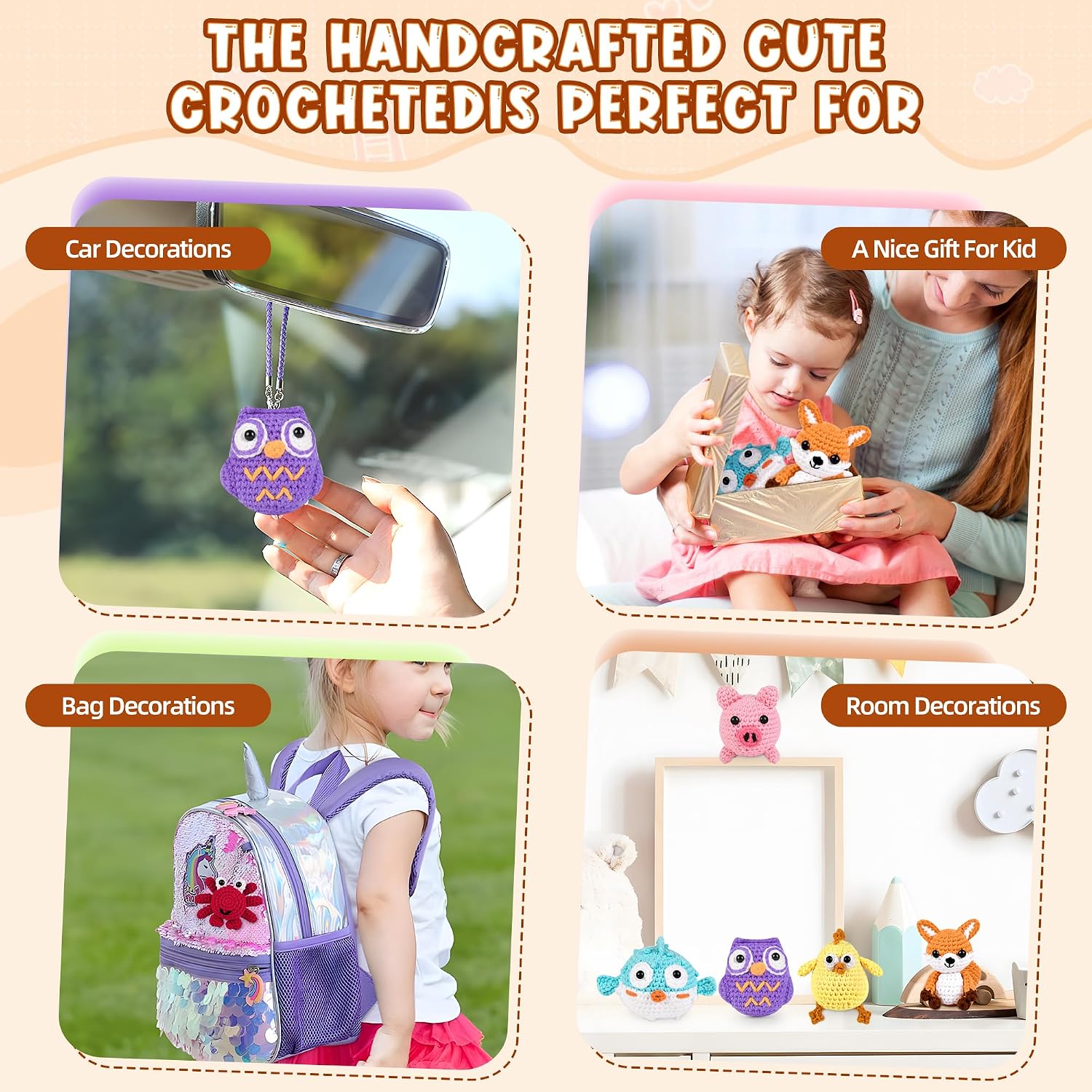 2026 Upgraded 8Pcs Christmas Crochet Kit for Beginners – DIY Animal Set with Step-by-Step Video Guides, Premium Yarn & Safety Hooks, Perfect Holiday Birthday Gift for Adults/Kids to Learn Crocheting