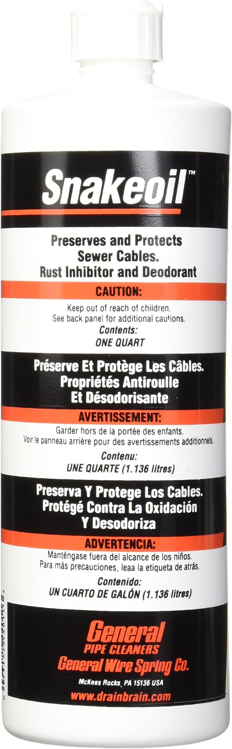 GE General Wire Snake Oil, 1 Quart, Small, Machine Lubricant for Cables, Prevent Corrosion, 1.899 Pounds