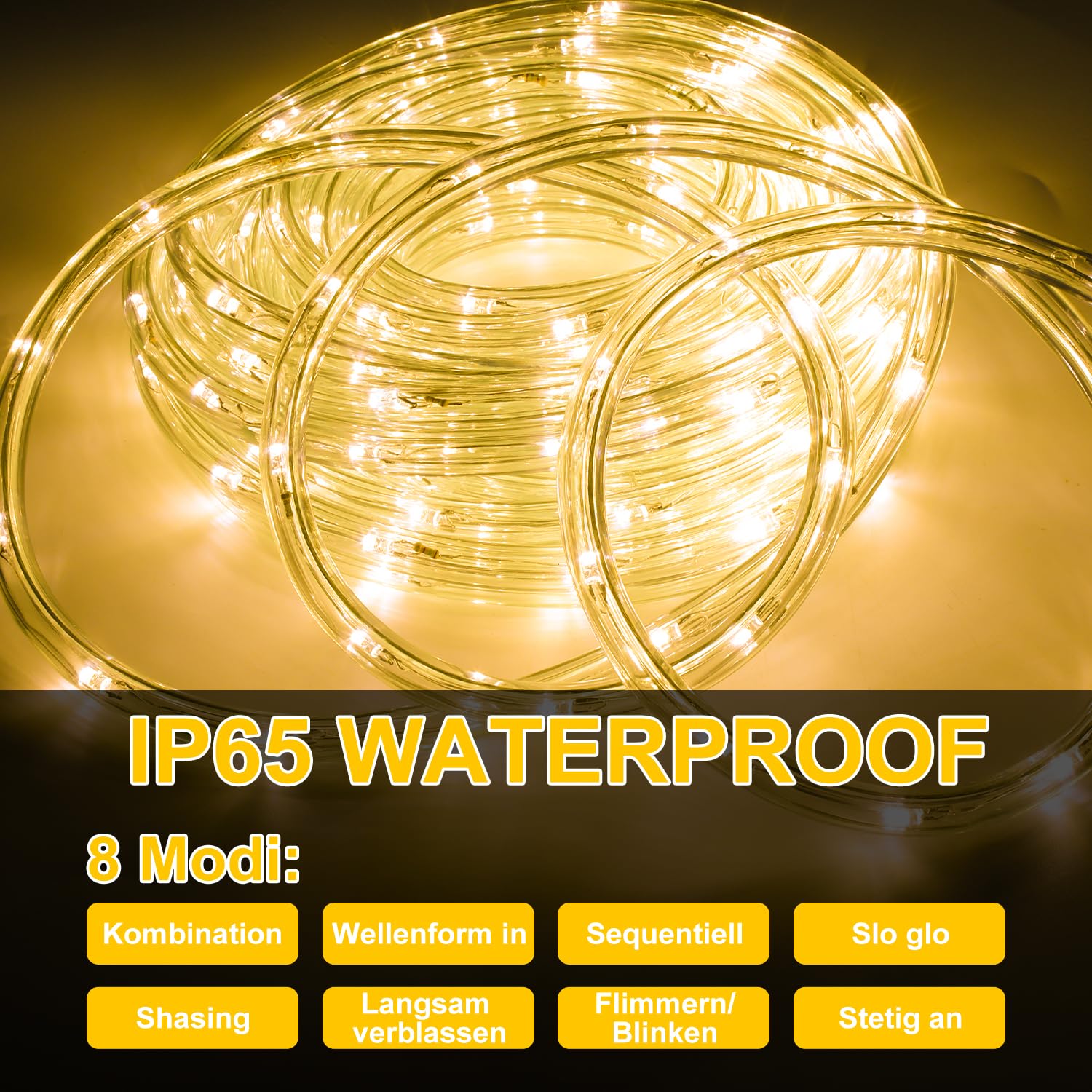 Randaco 40m LED Lichtschlauch, 960 LED Lichterschlauch Außen, IP20 Deko und Beleuchtung LED Schlauch, Schwarz Controller mit Memory-Funktion, für Garten, Party, Hochzeit, Halloween, Warmweiß | LEDs,13 mm PVC-Lichtschlauch,8 Programme,6-Std.-Timer,Speicher