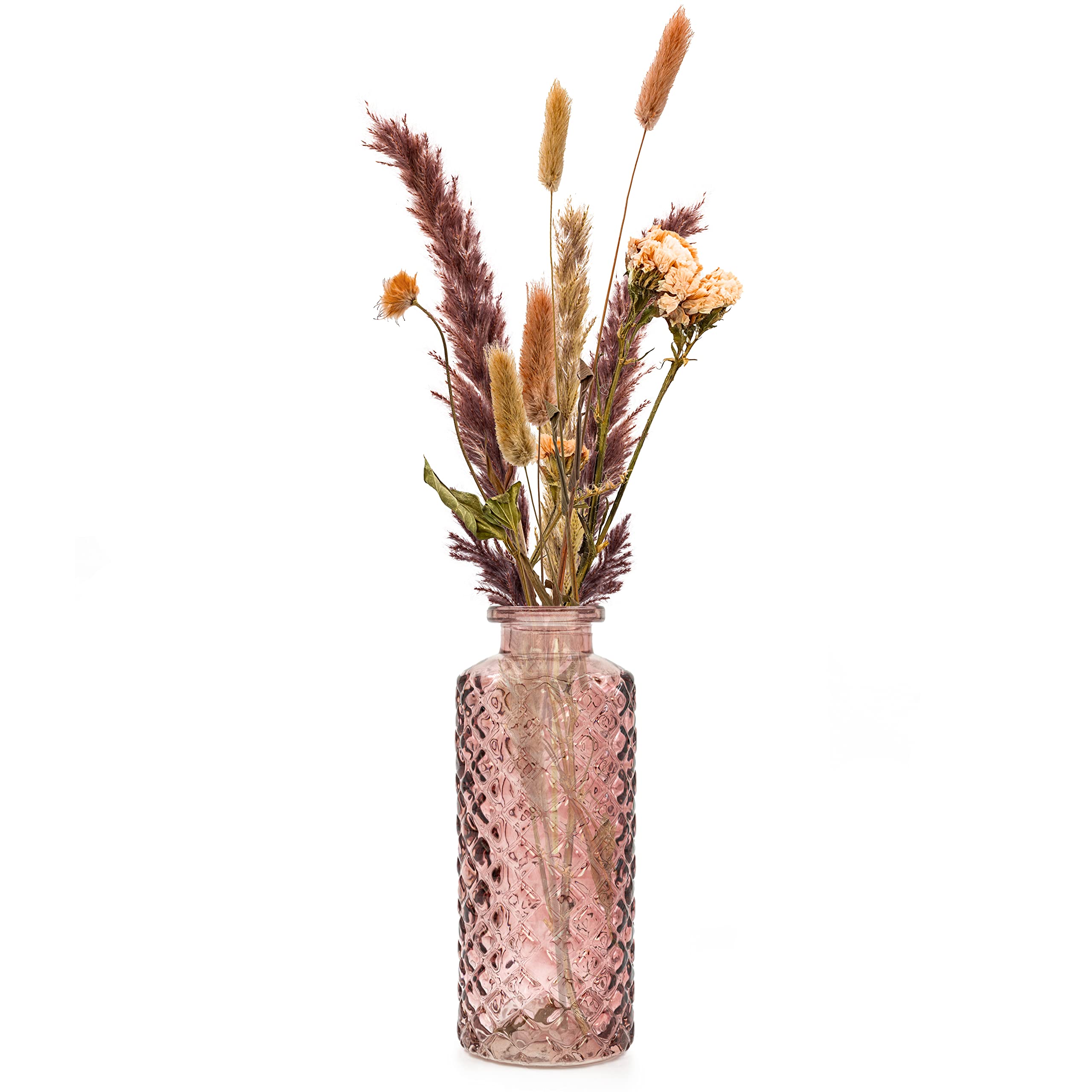 Set di 5 piccoli vasi decorativi in vetro, per matrimoni, piccoli vasi moderni, decorazione primaverile, decorazione per piante, fiori secchi, set di decorazioni per matrimoni (rosa)