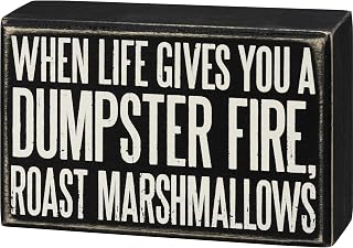 Primitives by Kathy 107454 Box Sign - Roast Marshmallows, 5.5x3.5 inches, Black, White