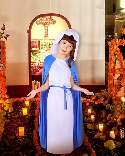 Miniatura 5 de Disfraces bíblicos para niñas, disfraz de la Virgen de la Natividad, disfraz azul cristiano de Santa María para Halloween Cosplay