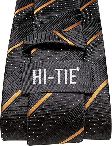 Miniatura 5 de Hi-Tie Juego de corbatas de seda extra largas de 63 pulgadas y 70 pulgadas para hombre, gemelos cuadrados de bolsillo, corbata de cachemira, corbata