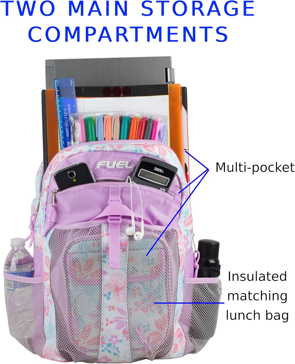 FUEL Travel Backpack Cooler Bag Lunchbox for Work Insulated Cooler Bag Lunch Bag Work Hiking Water Bottle Pockets