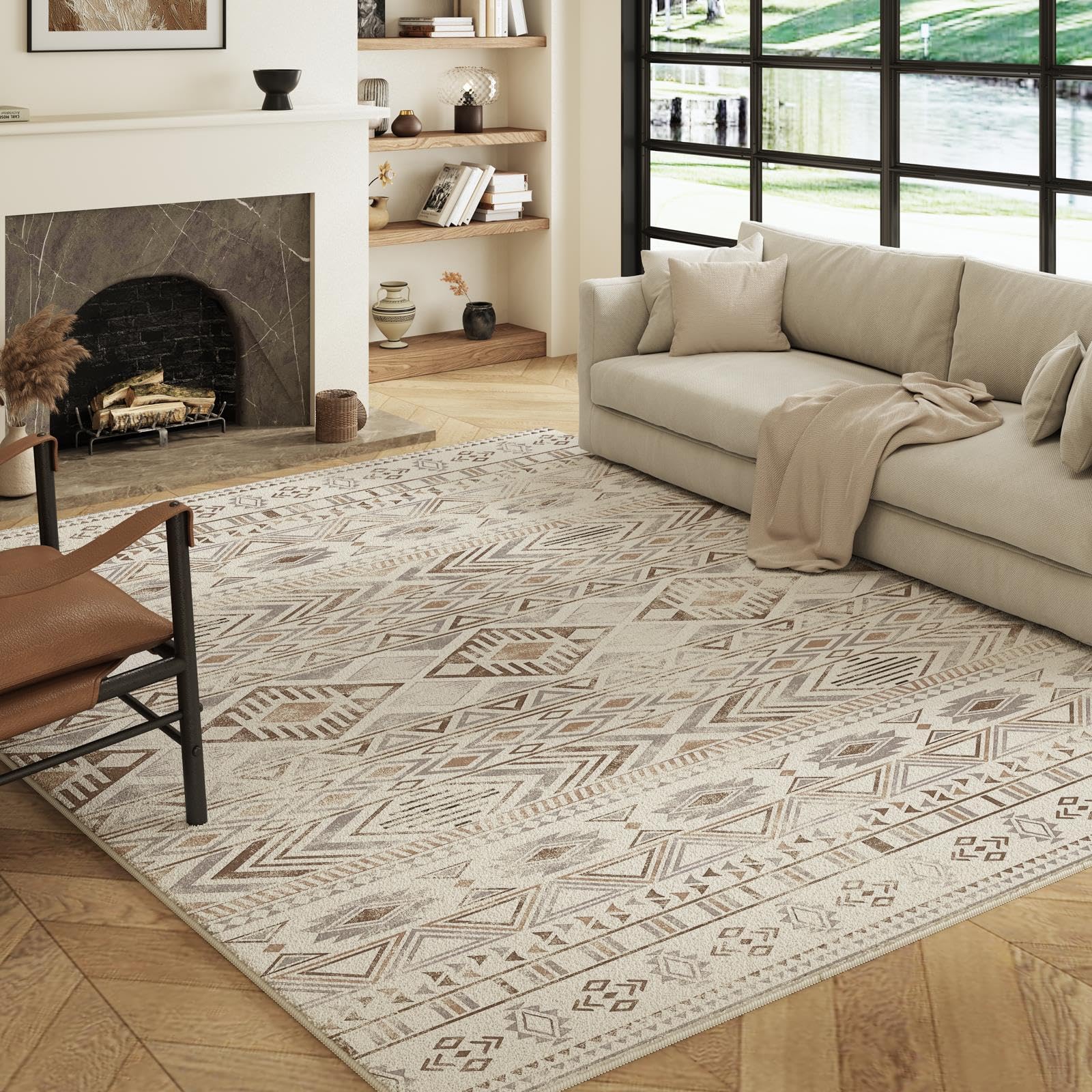 Decoranddecor Traditional Rug For Bedroom, 160x230cm – Non-Slip, Stain Resistant, Pet Friendly, Vintage Style Living Room Easy Clean Durable Carpet – Nomira