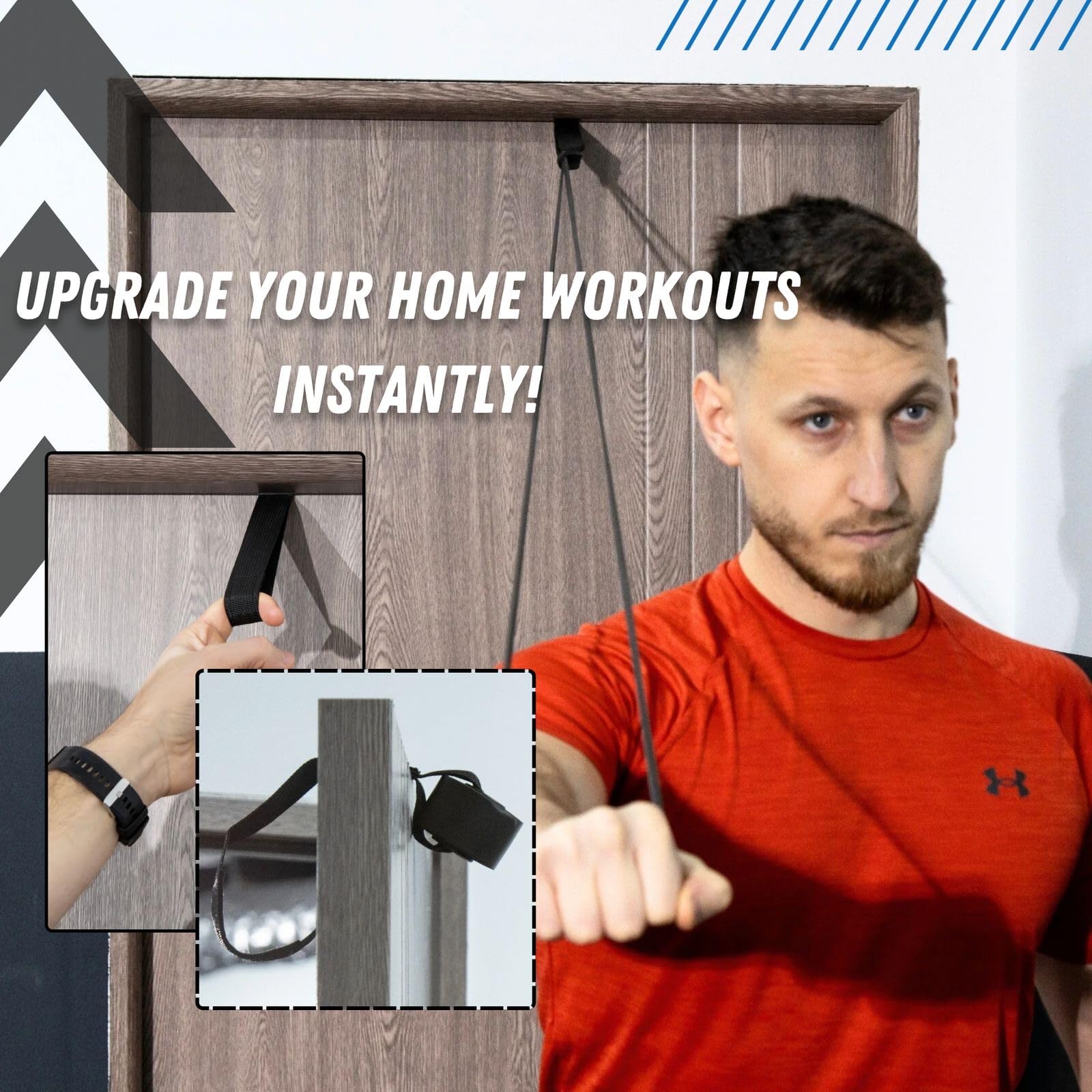 Set di fasce di resistenza per trazioni: 100% gomma naturale (5 livelli con gancio per porta), fasce elastiche per fitness per casa, palestra, ideali per allenamento Sringht, fisioterapia, crossfit,