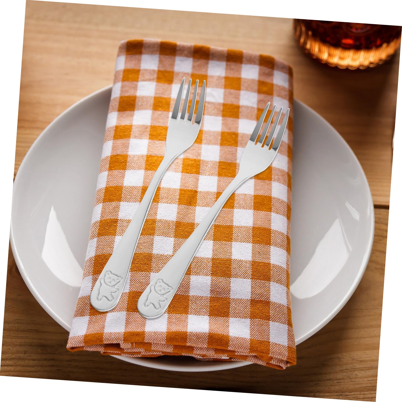 KOMBIUDA 9Pcs Stainless Steel Forks Cartoon Design Tiny Forks for Fruits Cake and Appetizers Ergonomic and Lightweight Silverware for Dining Easy to Clean