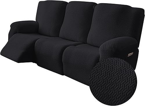 Miniatura 35 de Genina Funda para Silla Reclinable, Fundas Elásticas para Sillas Reclinables, Fundas para Sofá Reclinable de Rayas de Jacquard, Fundas Protectoras