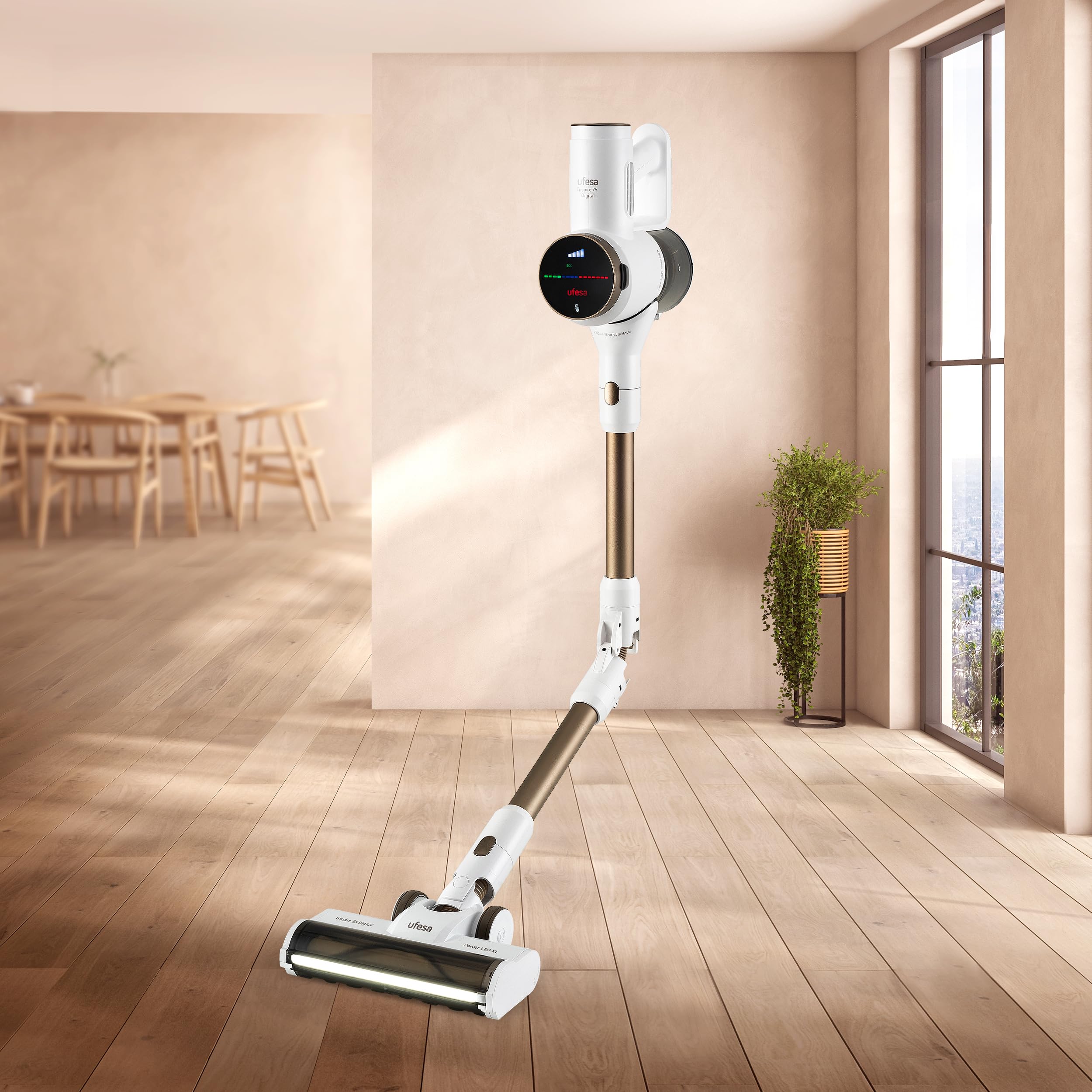 Ufesa Z5 Digital Aspiradora Sin Cable Escoba Eléctrica Flex a Batería 25,9V, Pantalla Táctil, 25KPa, 300W, 40 min, Cepillo con Luz, 3 Modalidades, Accesorios para Suelos/Alfombras/Animales/Sofá/Coche
