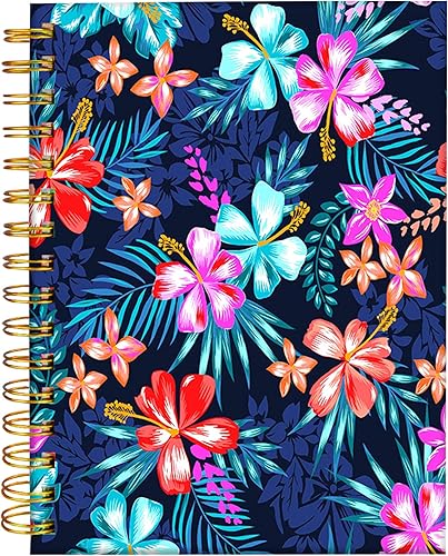 iampanda Cuaderno de diario en espiral, encuadernación fuerte de doble alambre con papel de primera calidad para niñas y mujeres, 60 hojas de flores