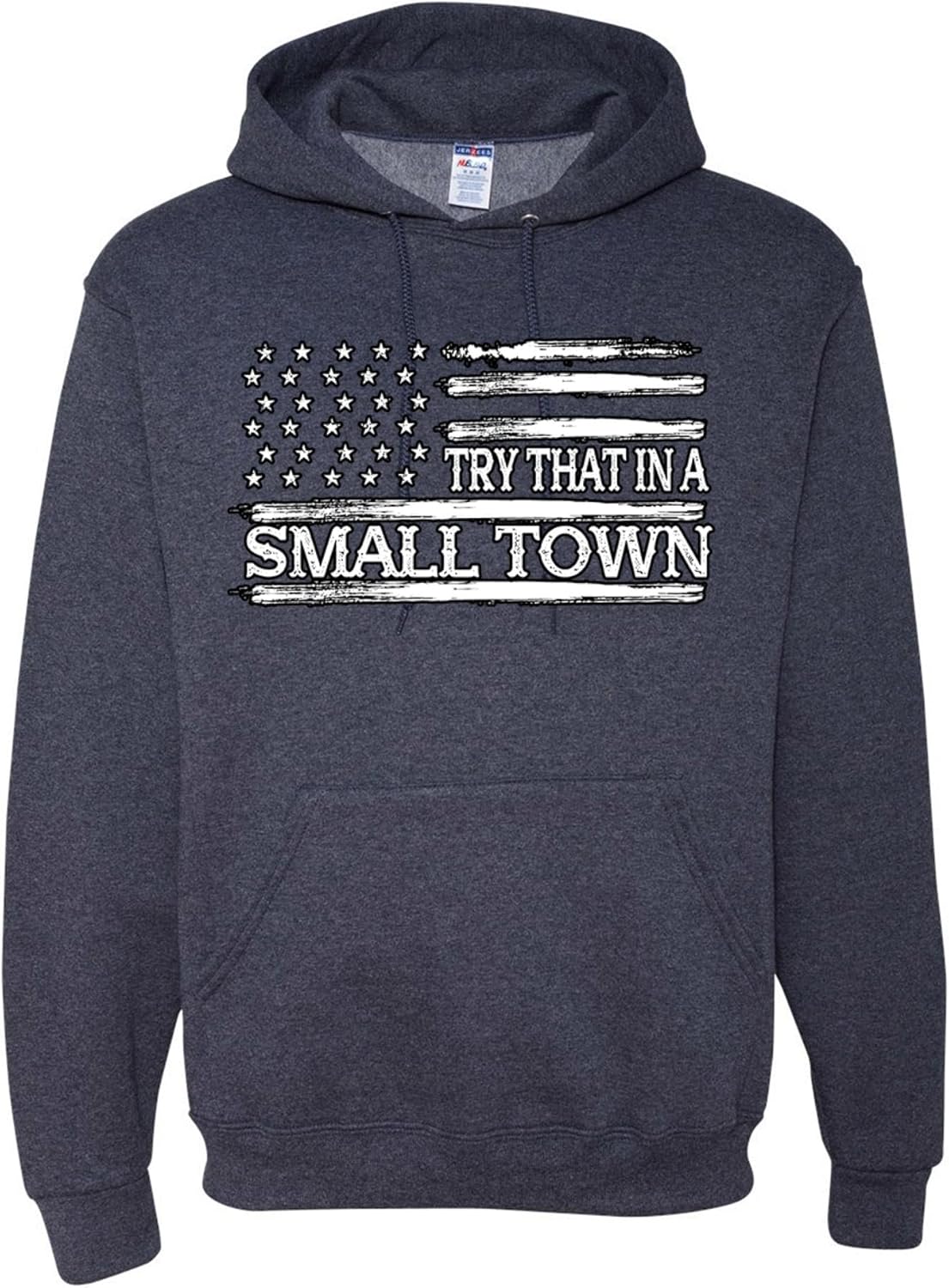 wild custom apparel Try That in A Small Town American Grey Flag Disstressed Mens Hoodies