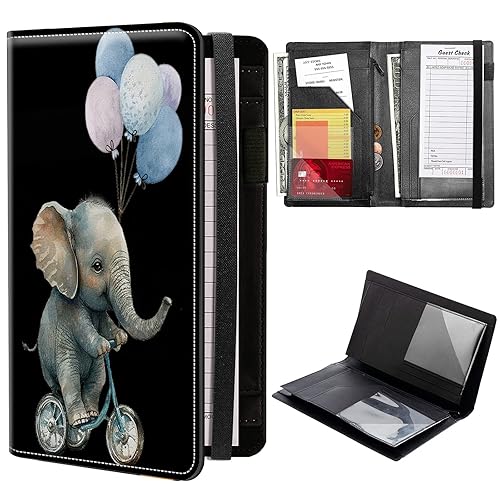 Miniatura 8 de Libros de calaveras para camarera, de piel sintética, con cierre de vendaje elástico, organizador con bolsillo con cremallera, 11 bolsillos