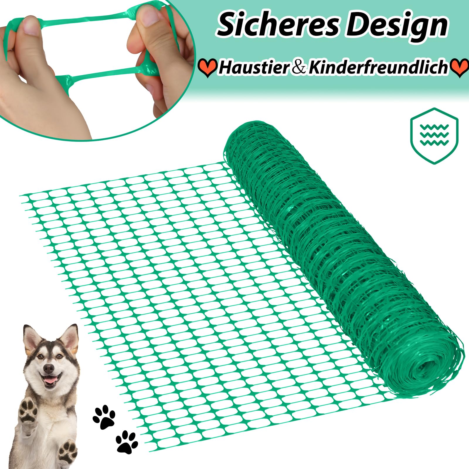 ACXIN Recinzione di bloccaggio, 1 x 50 m, rete di protezione, larghezza 75 x 35 mm (LxH), per giardino, cantiere, fattoria, senza reggie, verde, 1 rotolo