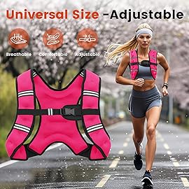 Poudee Weighted Vest, 8LB Weight Vest for Men Women, Body Weight Vests Adjustable with Reflective Stripe for Strength Training, Running, Training Workout, Jogging, Walking - 8LB, PINK