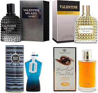 Men's Cologne Gift Set Include Valentine Milano,Valentine,Choco Musk & Blue for Men Ultra - 3.4 Fl Oz Each | Vanilla Bourbon, Leather & Amber Floral Fragrance | Luxury Eau de Toilette Quartet