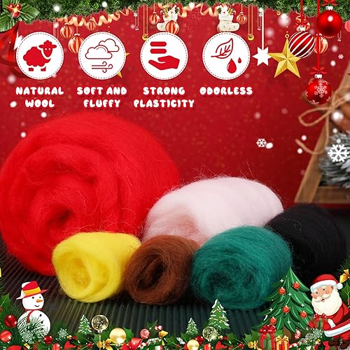 Miniatura 4 de WONVOC Kit de fieltro de aguja, kit de fieltro de lana para principiantes, herramientas completas de fieltro y suministros con hilo de lana, agujas