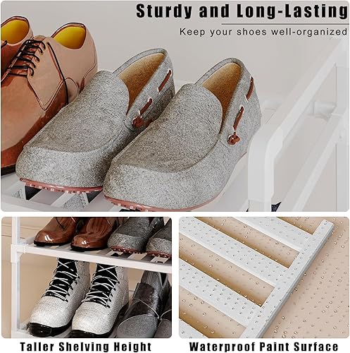 Miniatura 5 de ToBeAce Zapatero de 7 niveles, organizador de almacenamiento de zapatos de bambú blanco para entrada, armario, garaje, ahorro de espacio para 24-30