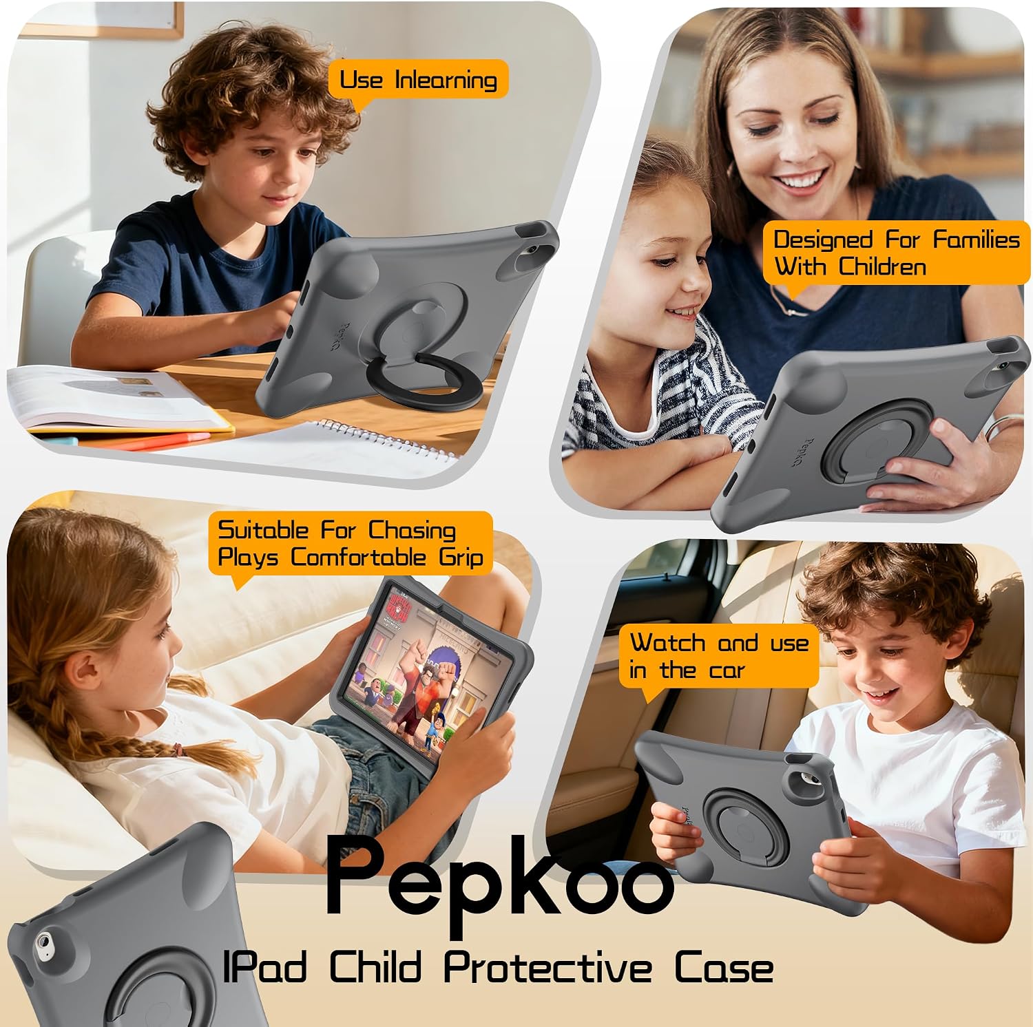 Pepkoo for iPad Air 13 inch Case for Kids with 360° Rotatable Stand,Shockproof EVA Handle Cover for iPad Air 13" M3 2025 and M2 2024 Models,No Screen Protector