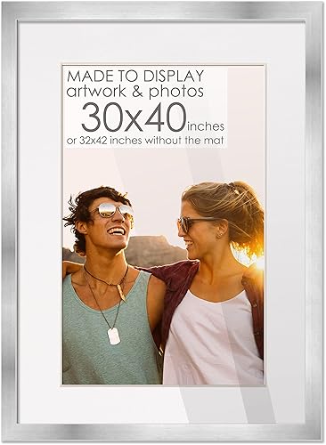 Miniatura 45 de Marco de madera negra de 24 x 36 pulgadas con paspartú blanco Marco de 28 x 40 pulgadas con paspartú de 24 x 36 pulgadas Muestra tu imagen bajo