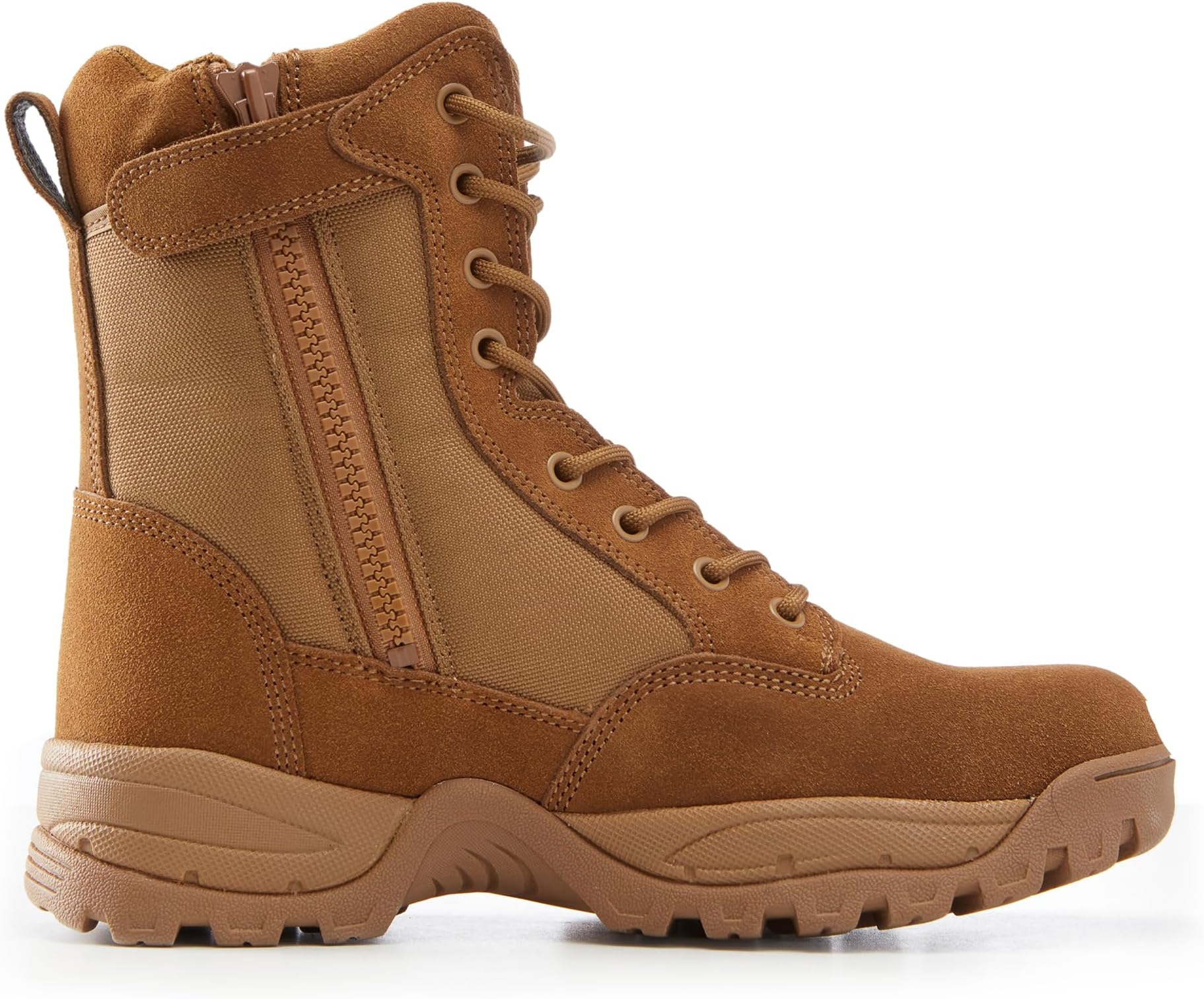 Men's Tactical Work Boots with Side Zipper – Lightweight Leather Military Style, Comfortable, Durable and Breathable for Outdoors