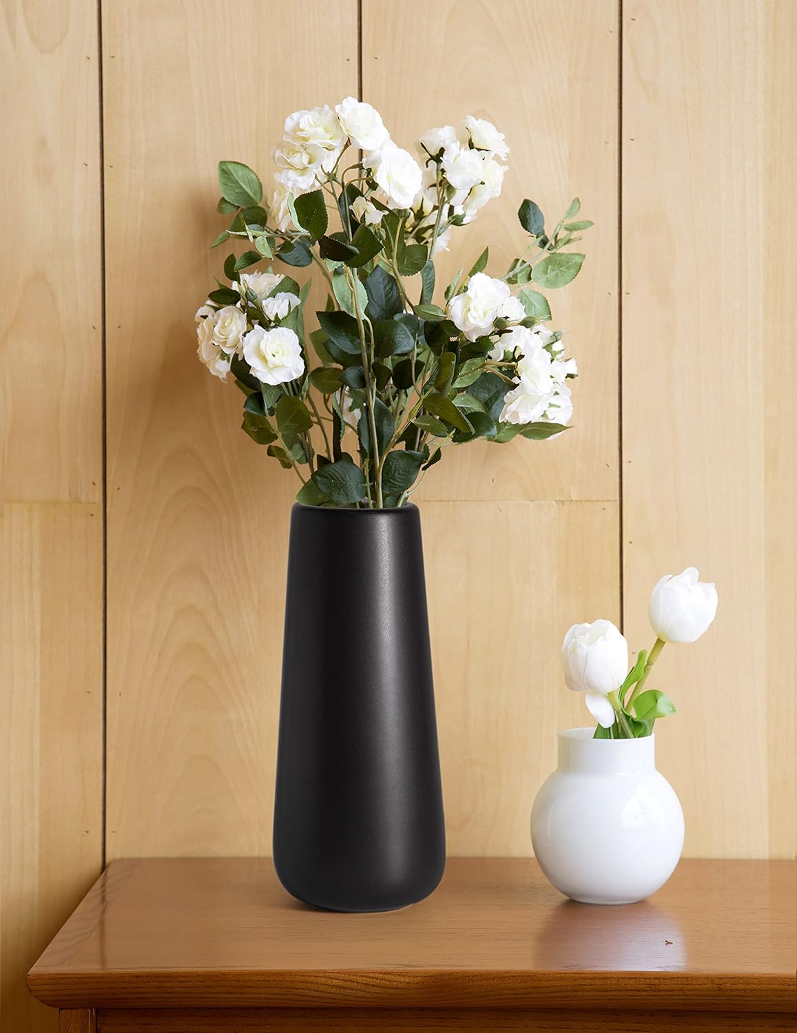 D'vine Dev 11 Inch Ceramic Flower Vase Matte Finishing, Minimalist Design for Home Décor, Bedroom, Living Room, Centerpieces, Office, Ebony Black, VS-XH-E-2 - Image 3
