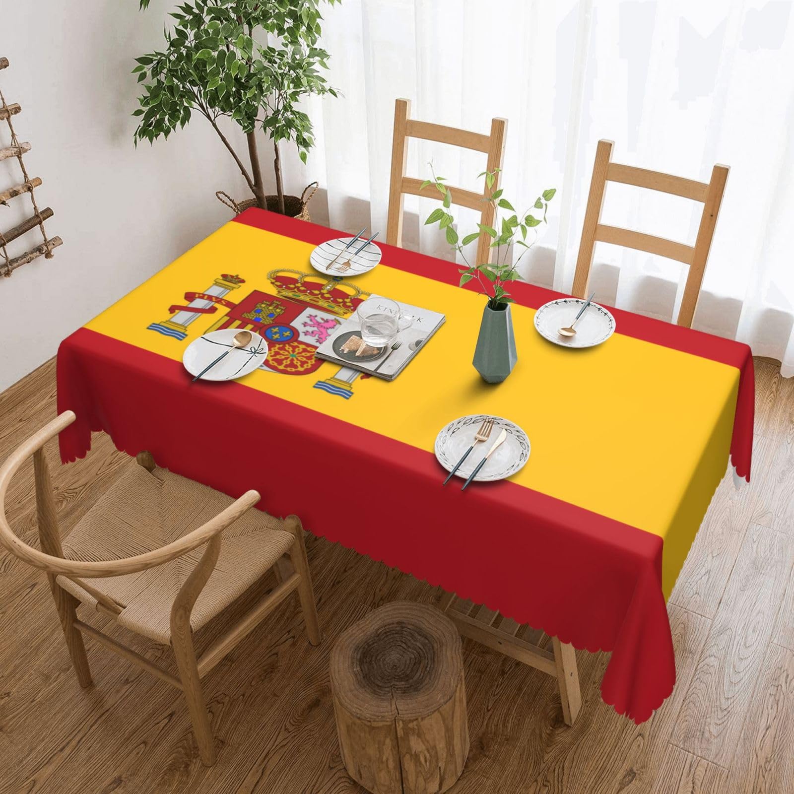 Nappe en polyester réutilisable drapeau espagnol anti-graisse de qualité supérieure