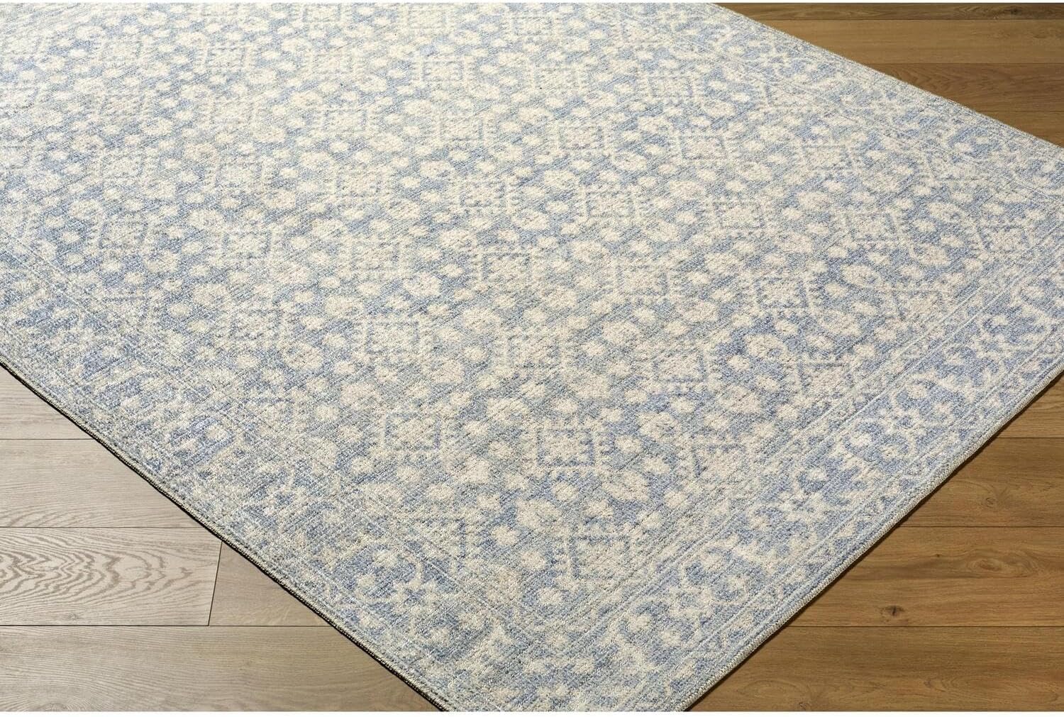Livabliss x Nabela Noor Home Aram Traditional Diamond Area Rug, 2'6" x 7'3",Denim/Beige