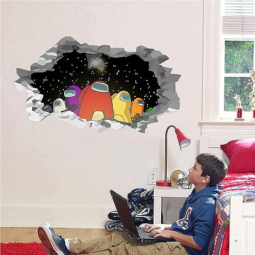 Miniatura 3 de Calcomanías de pared de unicornio Among Us para dormitorio, feliz día de escuela para decoración de pared para niños, escritorio de computadora,