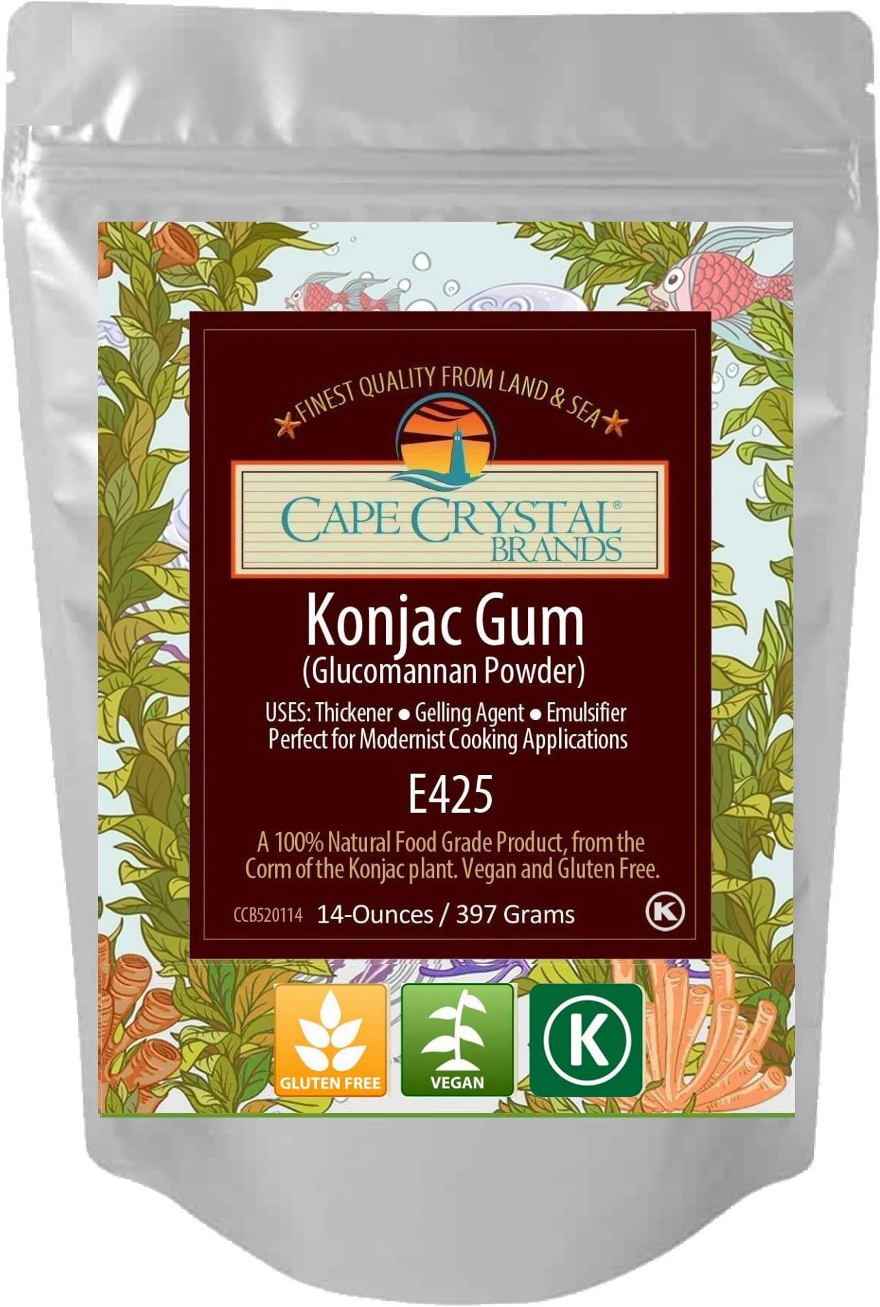 Cape Crystal Premium Konjac Gum Glucomannan Powder (14 Oz.)