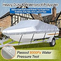 Vista 4 de iCOVER - Funda para lancha remolcable, resistente, impermeable, lona, grado marino, apta para lanchas de pesca y esquí, V-Hull, de 14-16 pies
