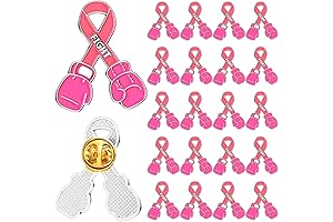Ecally Breast Cancer Awareness Pins - 50 Pink Ribbon Boxing Glove Fight Pins