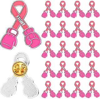 Ecally Nurse Appreciation Pins, Pink Ribbon Boxing Glove Brooch, Breast Cancer Awareness Gifts for Nurses, Healthcare Worker Support Pin, Bulk Charity Event