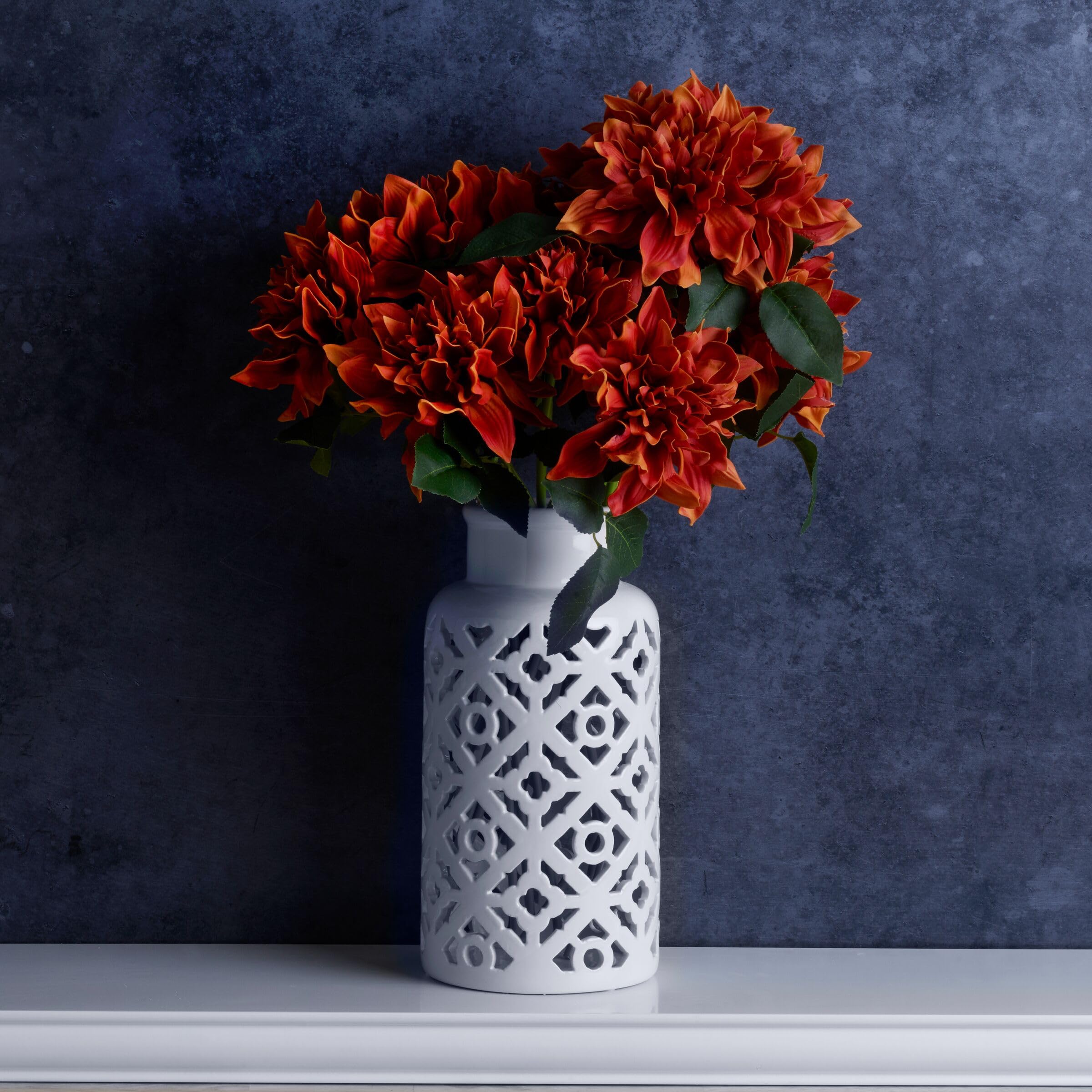 MIKASA Copper Mum - Set di 3 steli di fiori artificiali per decorazione autunnale, 12,7 x 12,7 x 45,7 cm
