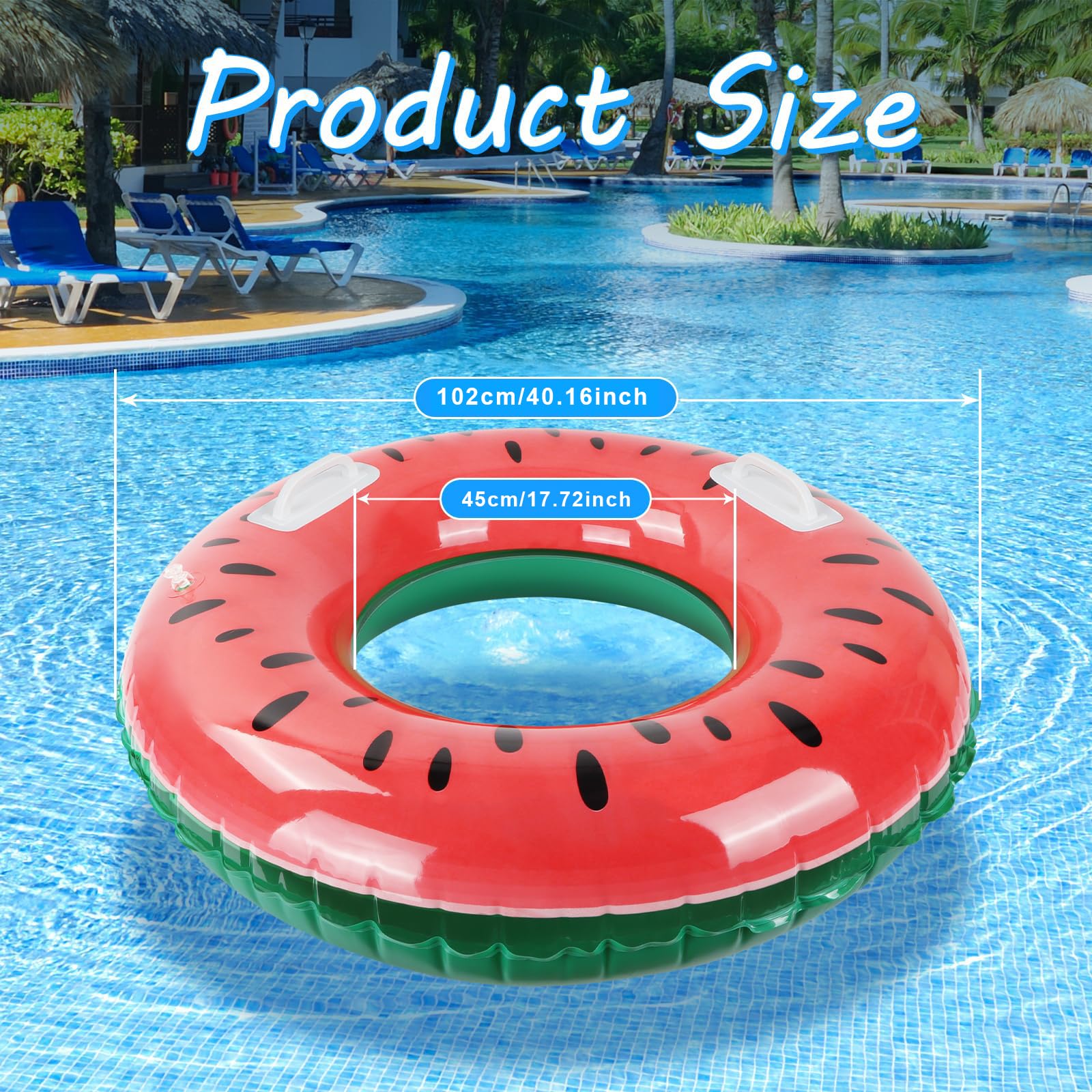Anillo De Natación Inflable Con Doble Asa Y Diseño De Sandía | Flotador Para Adultos De PVC Ecológico, Soporta Hasta 90 Kg, Ideal Para Piscina Y Playa