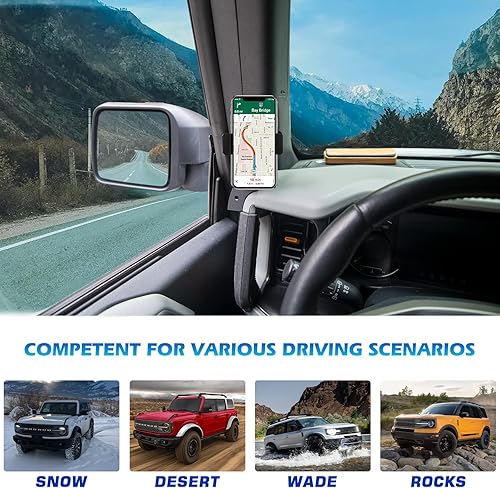 Miniatura 5 de FUNY Soporte de teléfono lateral izquierdo para salpicadero, estabilizador antivibración, soporte ajustable para teléfono celular para accesorios