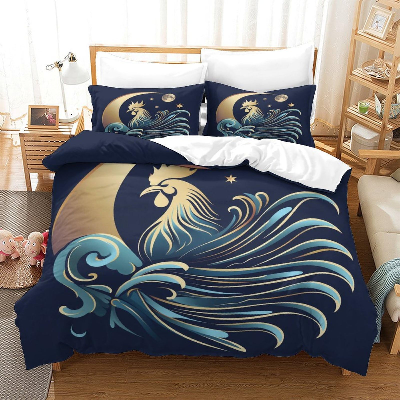 Parure de couette poulet 3D pour une décoration de chambre originale