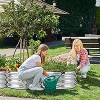 Vista 6 de JERIA Cama de Jardín Elevada, Galvanizada Elevada 2 PCS 2×2×1ft Cajas de Plantación para Exteriores con Fácil Montaje, Cama de Jardín Redonda