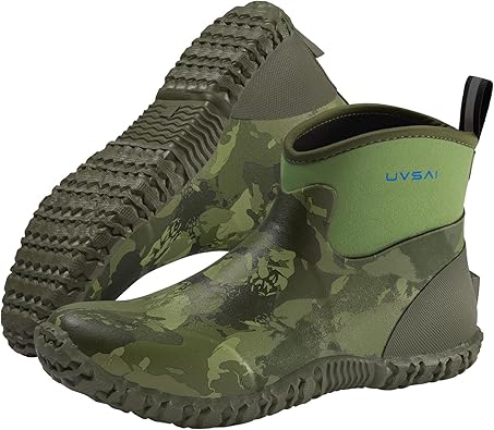 Mens Waterproof 5.3-inch Ankle High Garden Shoes Rain Boots Slip-On Footwear for Gardening Farming Lawn Care Yard Work