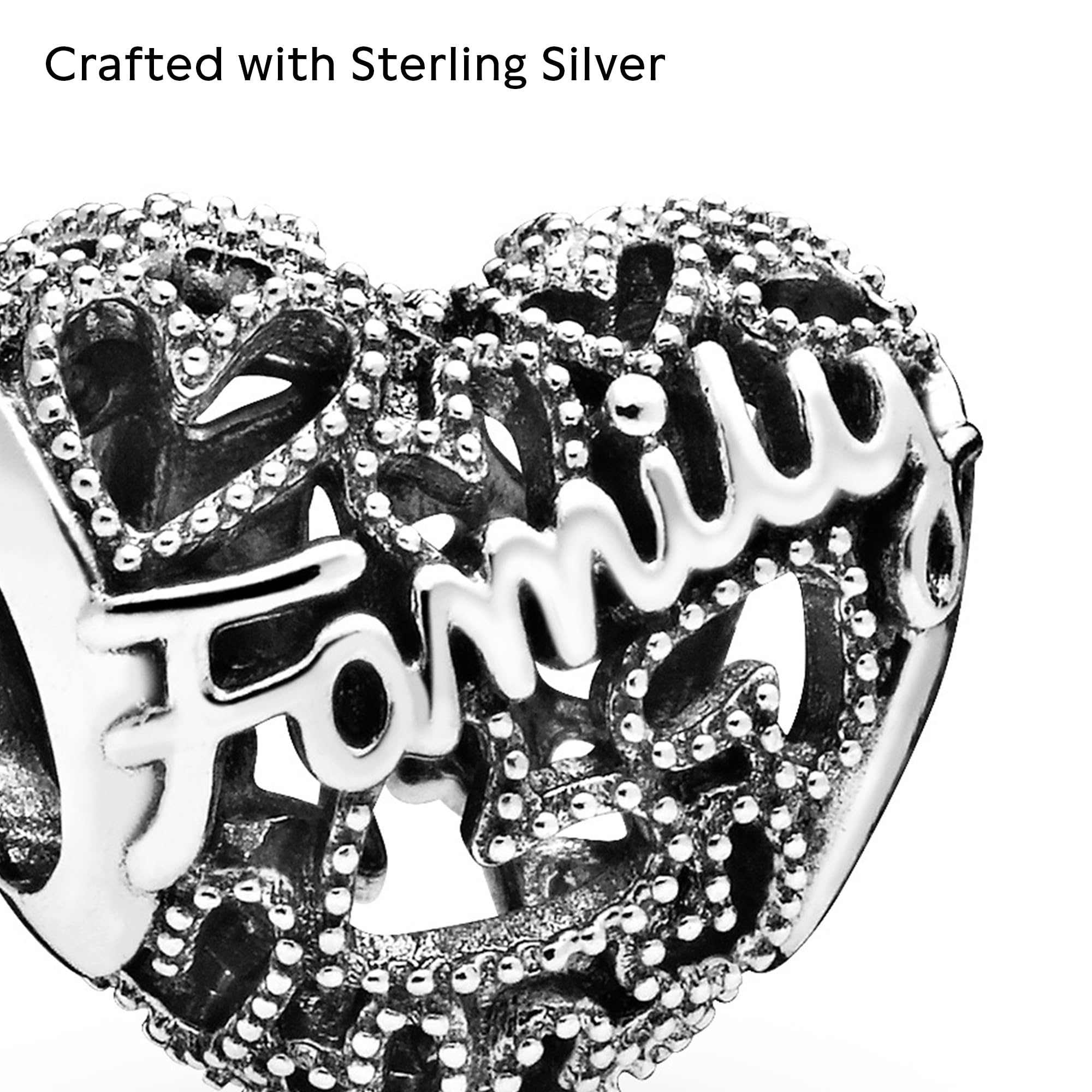 PANDORA Family Heart Charm - Compatible Moments - Jewelry for Women - Gift for Her - Made with Sterling Silver - With Gift Box
