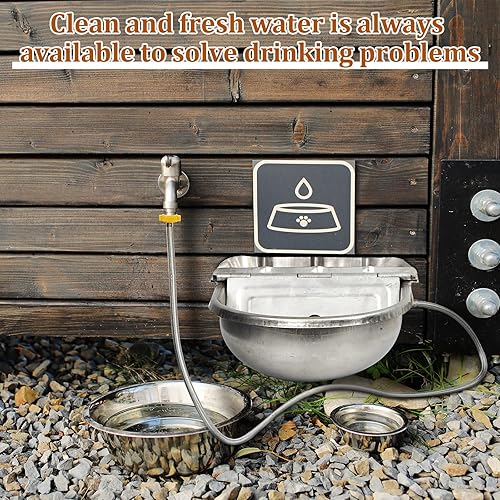 Miniatura 5 de Tessco for you 3 Sets 4L/135oz Automatic Animal Water Bowl with Float Valve Stainless Steel Drinking Trough for Animals Livestock Horse Waterer Kits