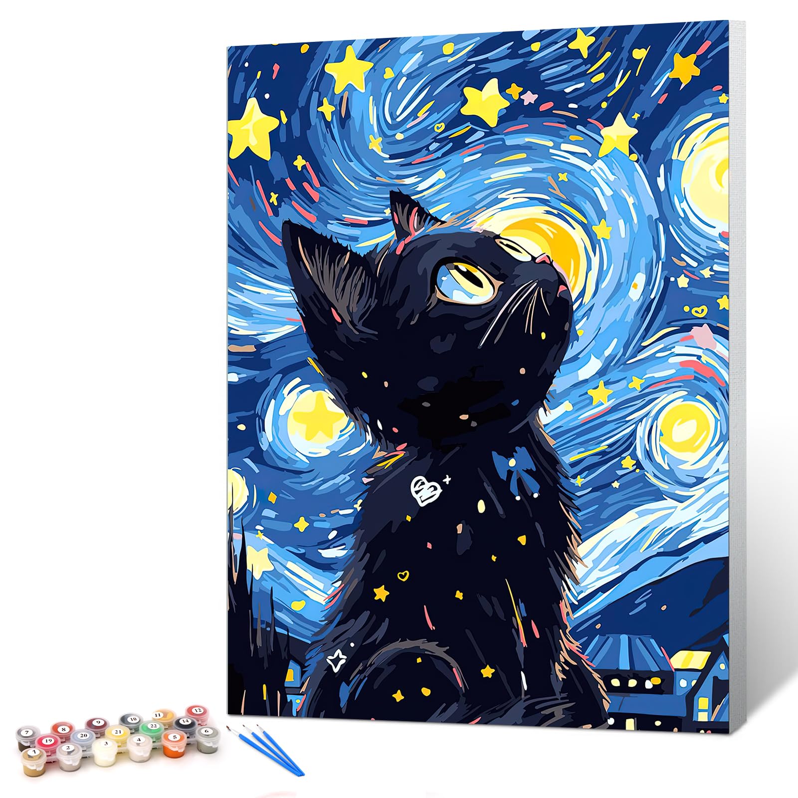 gelrovaled Dipingi con i Numeri per Adulti, Kit di Pittura acrilica Adulti Principianti Facile su Tela, Decora la casa Regalo,con Vernici e pennelli, 30 x 40CM, Con cornice (Cat)