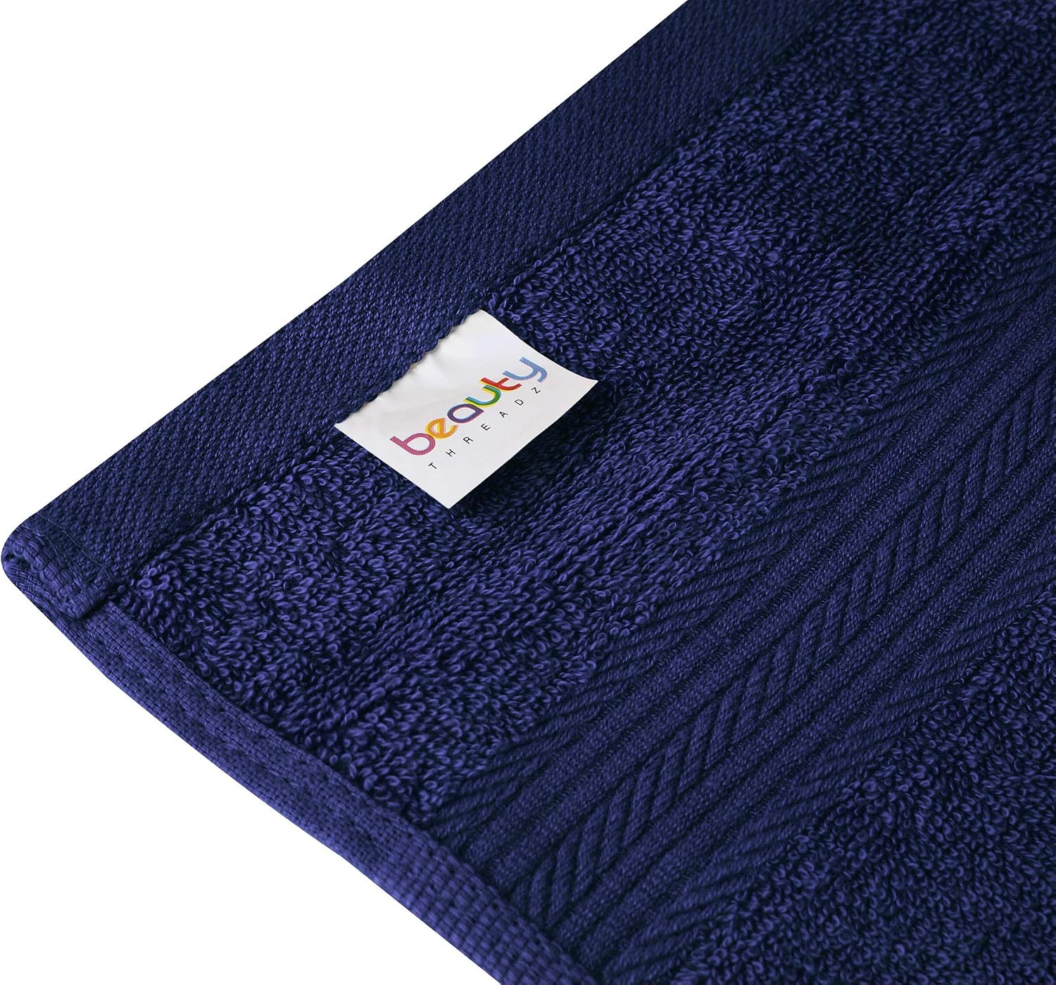 Beauty Threadz - 8 Piece Towel Set 2 Bath Towels, 2 Hand Towels, & 4 Washcloths 100% Ring Spun Cotton Towel Highly Absorbent, Ultra Soft & Fluffy Pack of 8 Bathroom Towel Set 500 GSM (Navy)