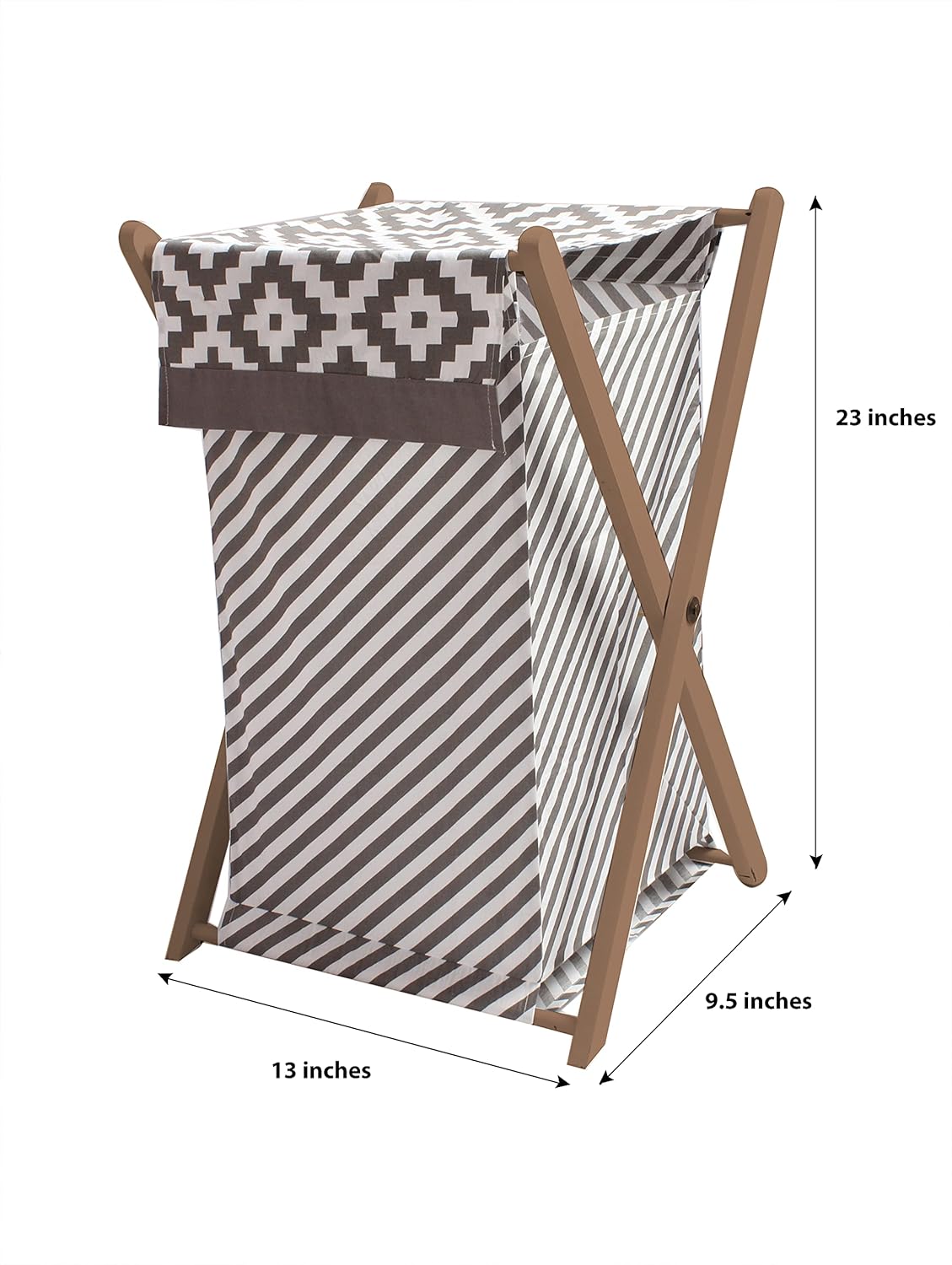 Bacati Love Grey Kids Storage (Hamper Cover with Wooden Frame)