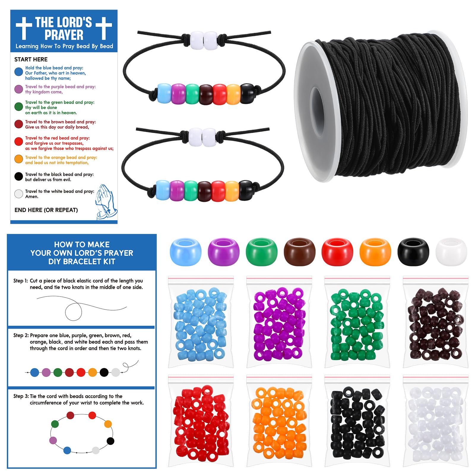 Tondiamo 24 Set Plan of Salvation Bracelet Kit Christian Faith Beaded Craft