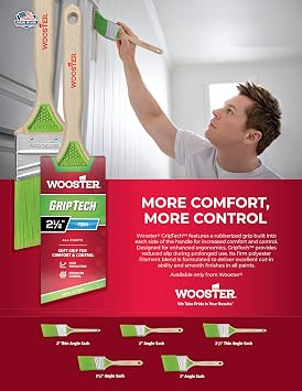 6-Pack of 2 Wooster 5401 GripTech Angle Paint Brush, Sash Handle