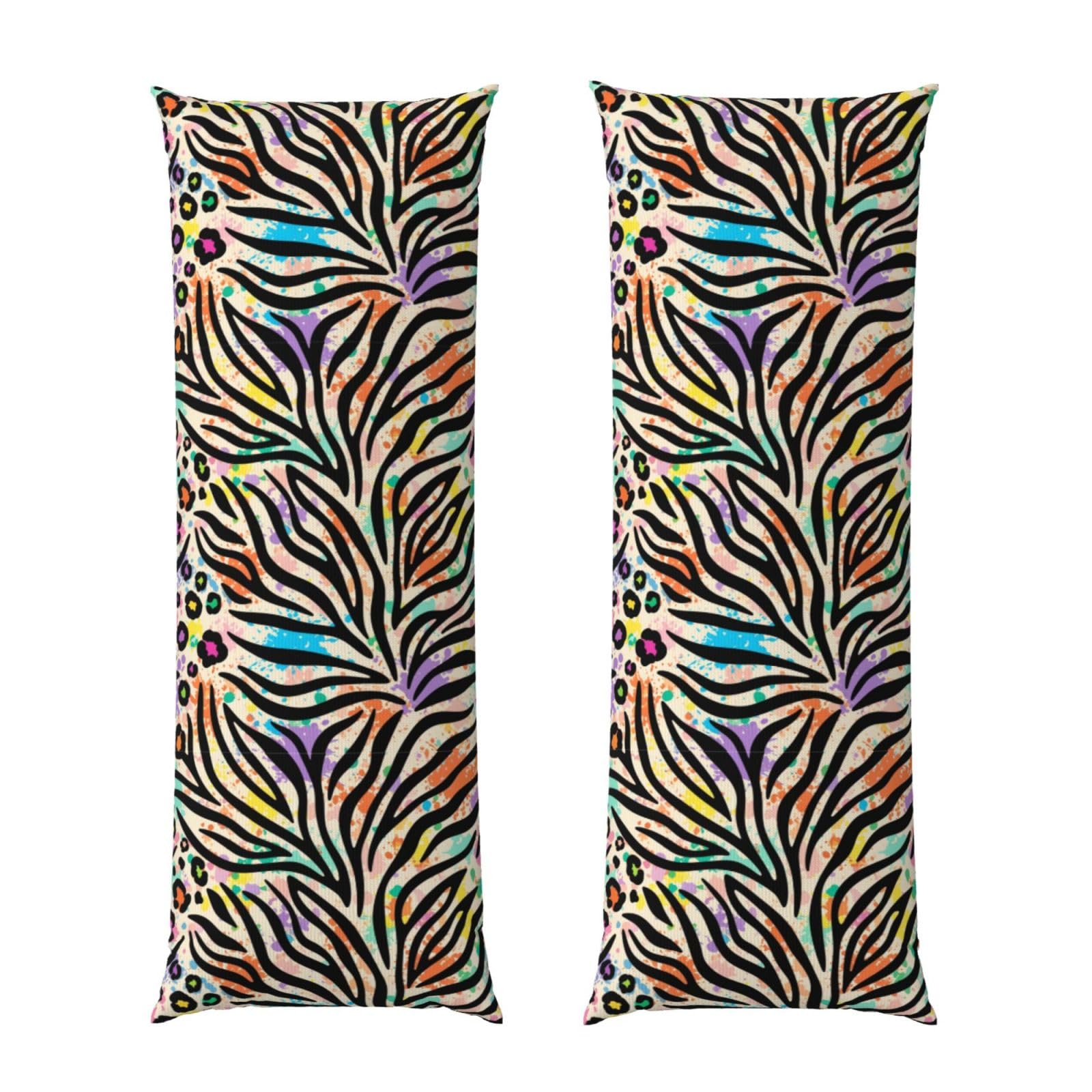 Body Pillow Protector Cover 20x54, Rainbow Animal Zebra Tiger Cheetah Leopard Print Splatter, Breathable Ultra Soft Pillowcase with Zipper, Wrinkle Shrinkage Fade Resistant for Bed Couch