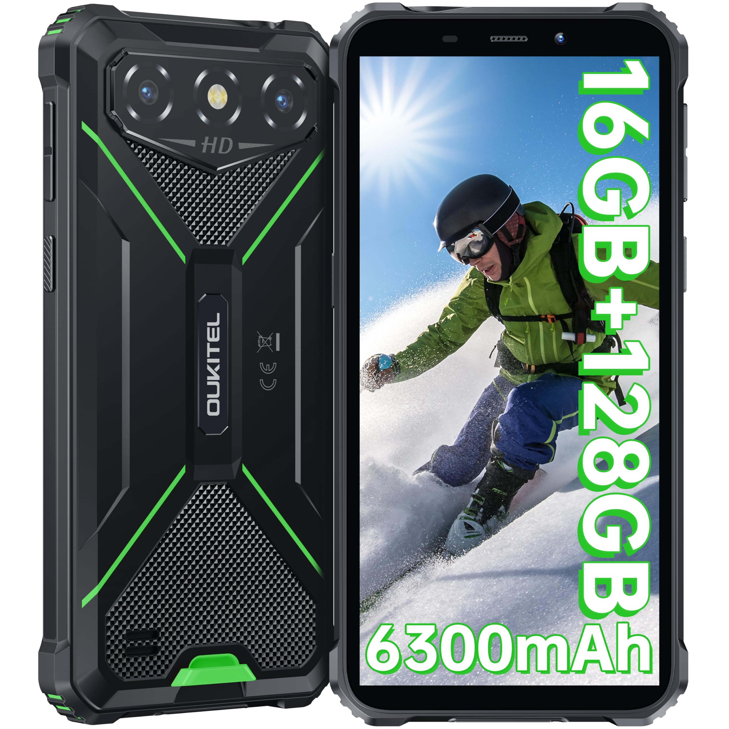 scaffalo smartphone rugged oukitel 3.5mm jack 13mp ip68 verde