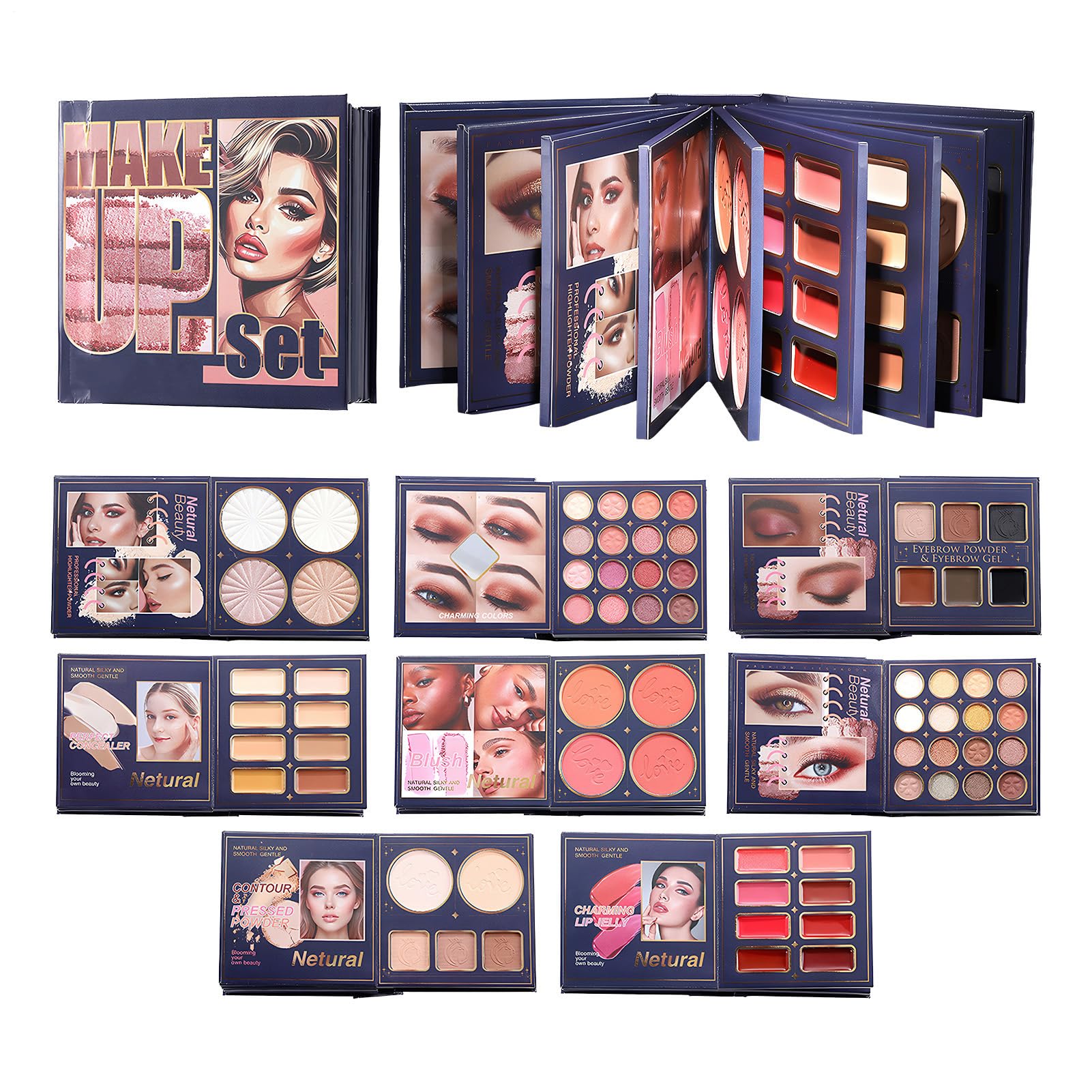 Palette di Ombretti,Colore Per Labbra In Polvere Matte Shimmer A Lunga Durata,Illuminante Ombretti - Ideale per Viso Occhi Labbra Compleanno Feste San Matrimonio Appuntamenti Viaggio e